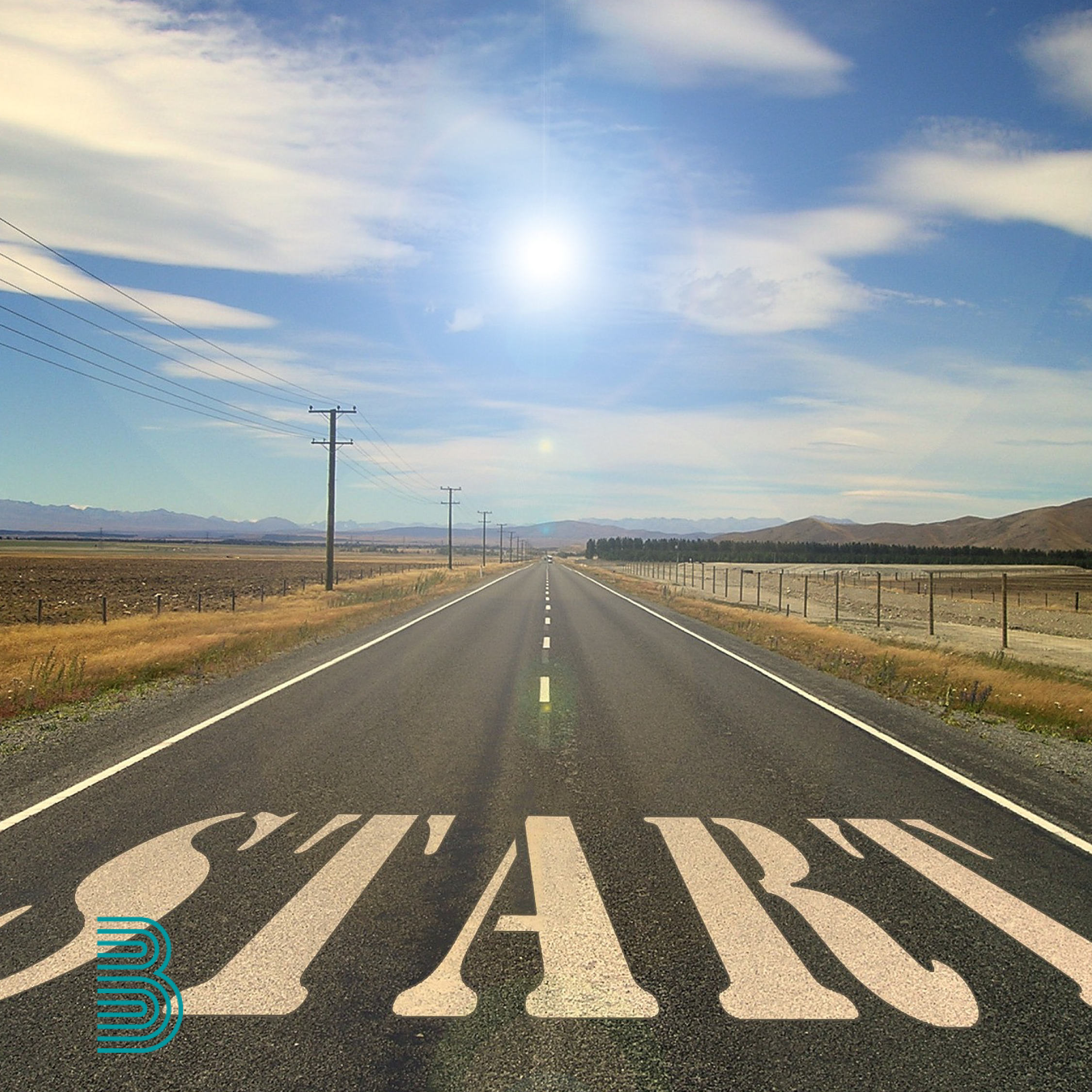 Start ist auf eine geteerte Straße geschrieben.