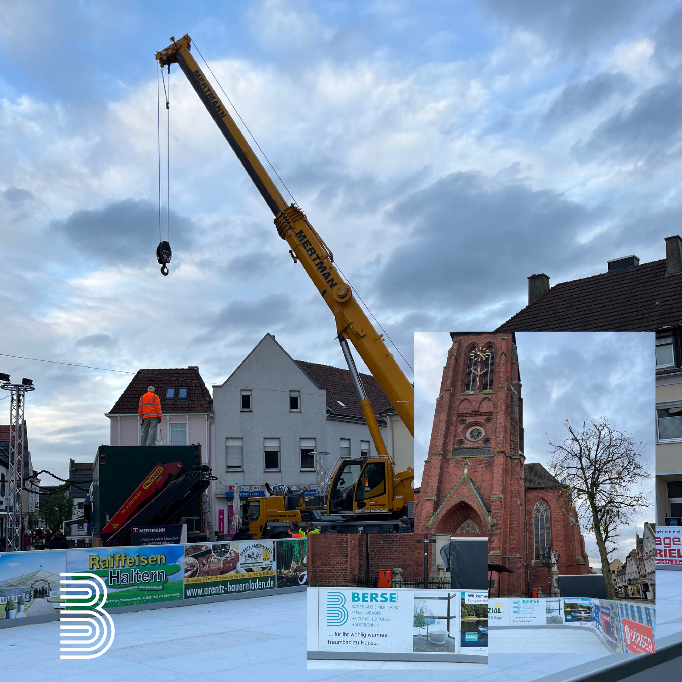 2024_11_nikolausmarkt Collage von Bildern vom Aufbau des Nikolausmarktes in Haltern.