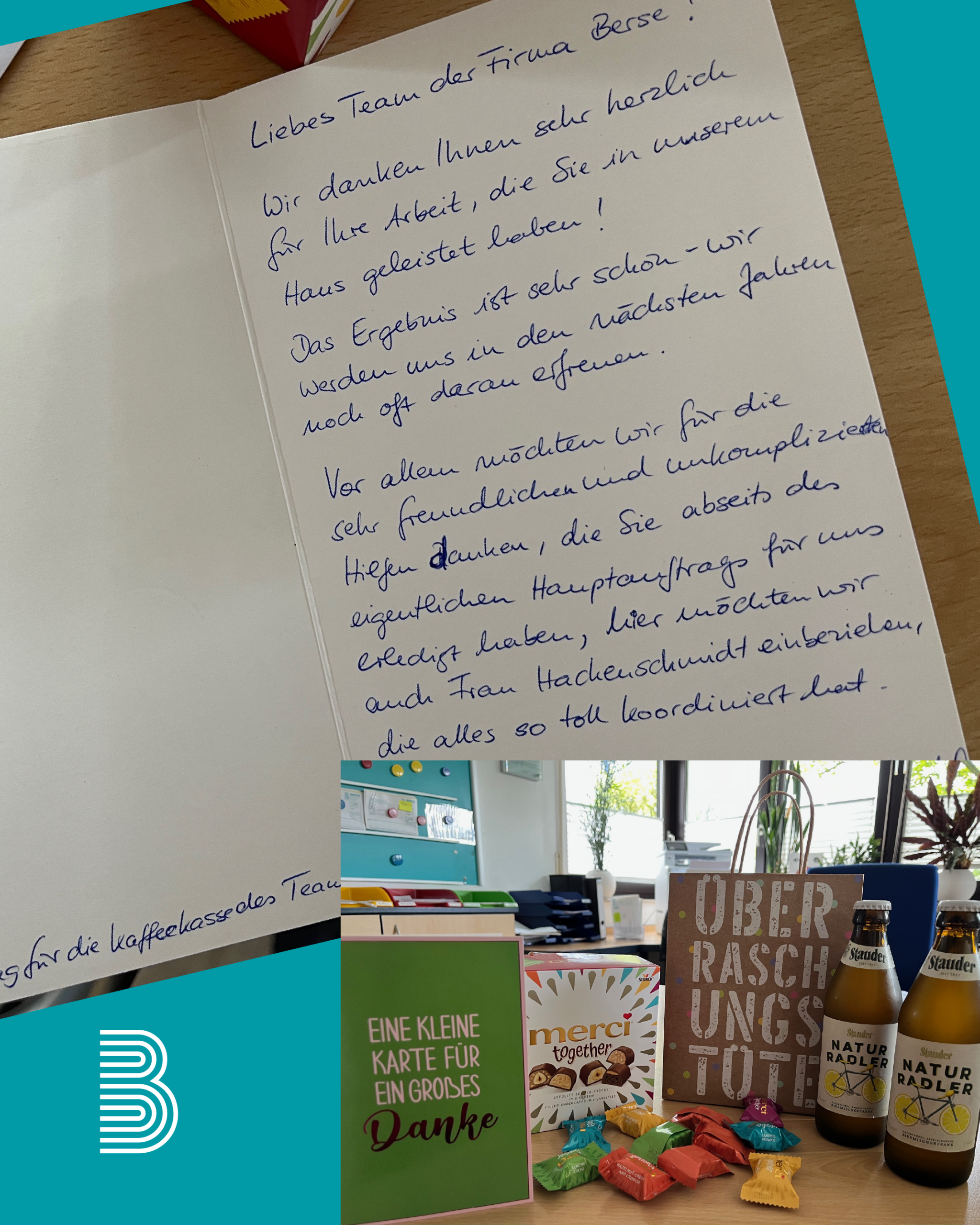 Eine Tüte voller kleiner Überraschungen als Dankeschön für einen Badumbau.