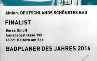 Urkunde der Aktion "Deutschlands schönstes Bad" zum Finalist.