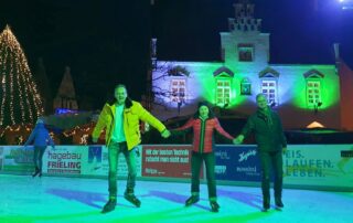 Michael Schroer, Ulrich & Carmen Berse bei der Eröffnung der Kunsteisbahn